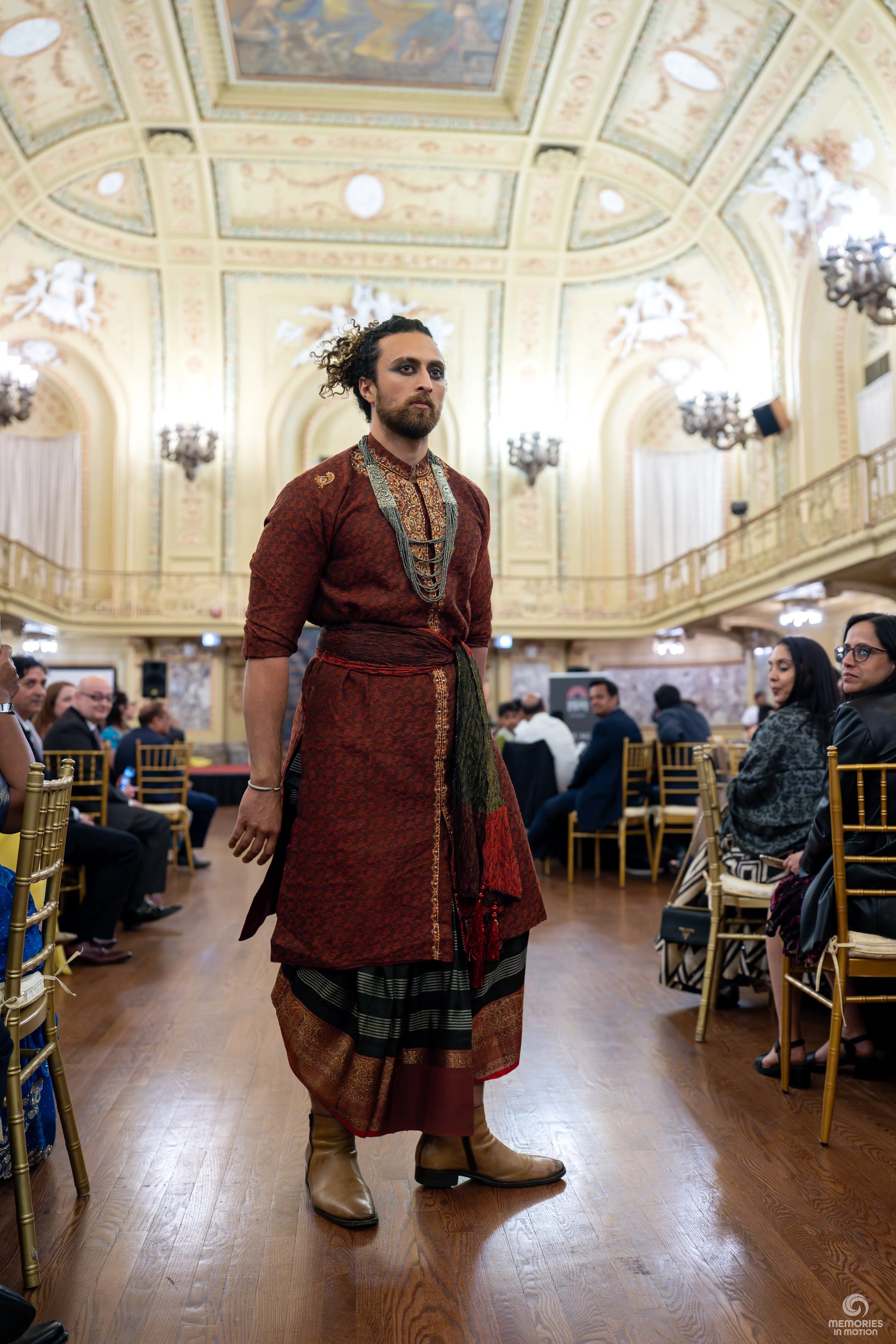 Chicago Indian Fashion Week Male Model in Embroidered Runway Attire