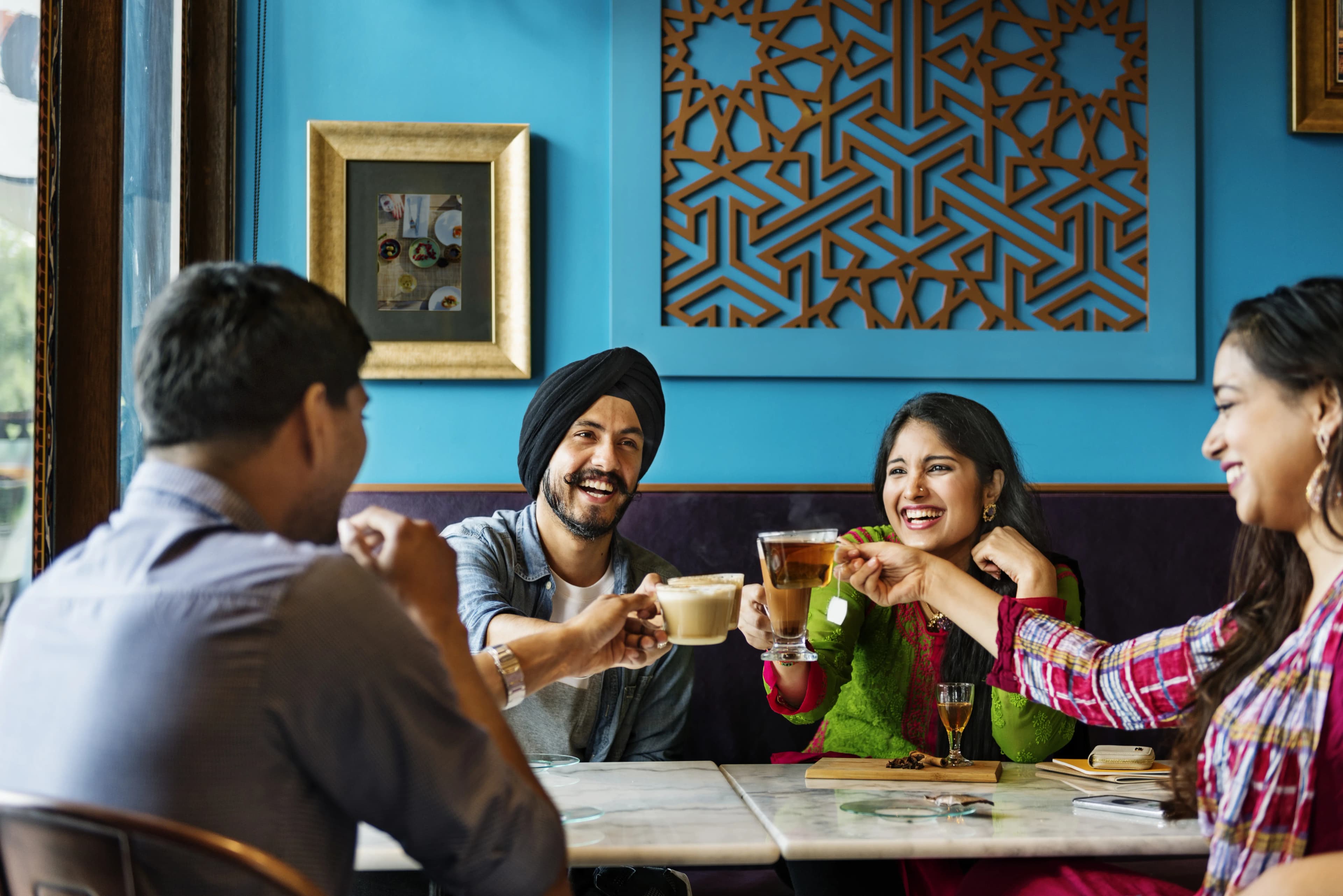 Friends celebrating together at a Chicago Indian Arts community gathering